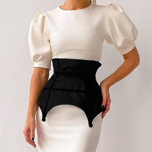 Puff Sleeve High Waist Sheath Dress