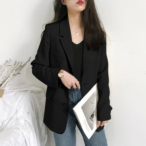 Casual Oversized Single Breasted Midi Blazer