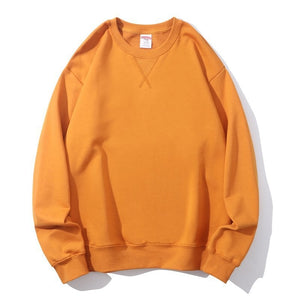 Unisex Men Women 350gsm Pure Cotton Terry Vintage Round Neck Sweatshirt