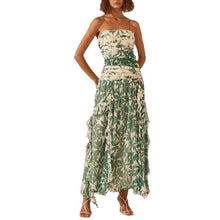 Laden Sie das Bild in den Galerie-Viewer, Printed Strapless Ruched Chiffon Maxi Dress
