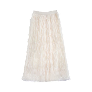 High Waist Tulle Wavy Crinkle Midi Puffy Skirt