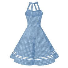 Load image into Gallery viewer, Performance Dress 50S Marine Vintage Cotton Backless Polka Dot Tie Halter Neck Flare Dress
