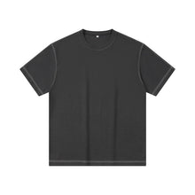 Laden Sie das Bild in den Galerie-Viewer, Men&#39;s 210gsm Twill Cotton Drop Shoulder Contrast Stitching Short Sleeve T Shirt
