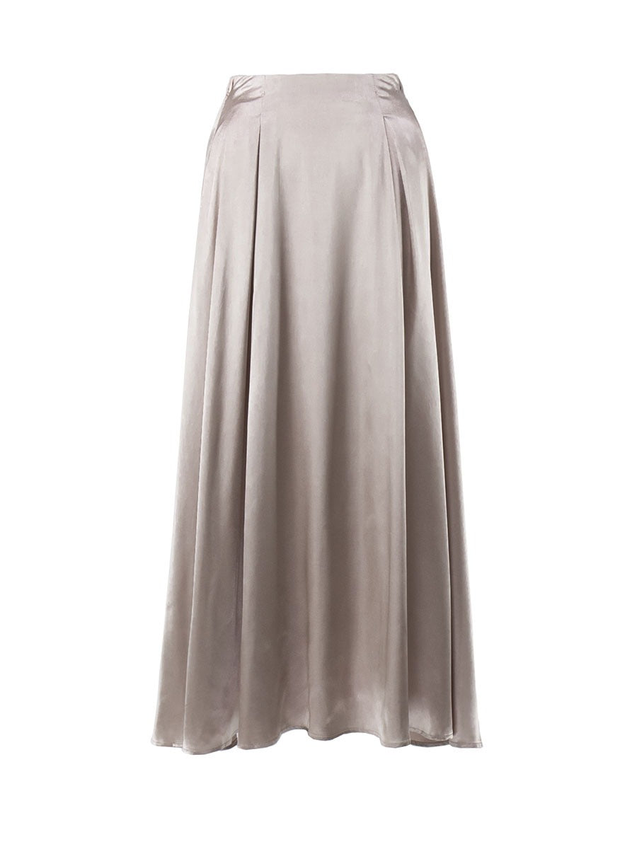 Summer Elegant High Waist Satin Maxi Skirt