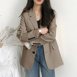 Casual Oversized Single Breasted Midi Blazer