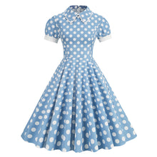 Загрузить изображение в средство просмотра галереи, Vintage Peter Pan Lace Short Sleeve Polka Dot Slim Holiday Palace Style Sisters Dress
