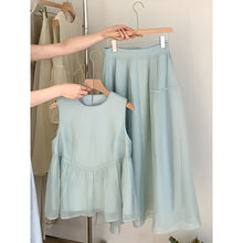 Load image into Gallery viewer, Teal Frilled Top Skirt Two Piece Set
