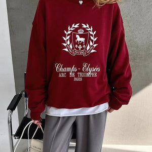 Women Round Neck Printed Oversized Sweatshirts