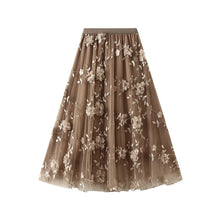 Load image into Gallery viewer, Embroidery 3D Flower High Waist A Line Tulle Dress
