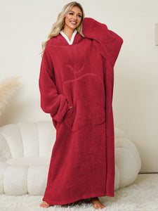 Oversized Long Sleeve Hooded Coral Fleece Homewear