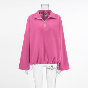 Pink Lapel Polar Fleece Sherpa Sweatshirt