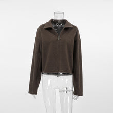 Charger l&#39;image dans la galerie, Autumn Winter Woman Turn-down Collar Zippered Oversized Jacket
