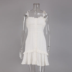 White Spaghetti Pure Cotton Mini Dress