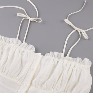 White Spaghetti Pure Cotton Mini Dress