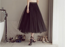 Load image into Gallery viewer, Spring Summer Fashion Tulle High Waist A Line Fairy Midi Pleated Puffy Skirt
