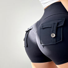 Load image into Gallery viewer, Woman Gym Shorts Active Yoga Hip Push Up Pockets High Waist Quick Dry Shorts
