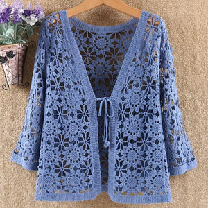 Long Sleeve Floral Crochet Cardigan