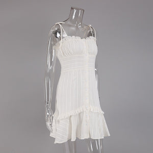 White Spaghetti Pure Cotton Mini Dress