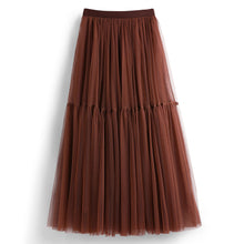 Load image into Gallery viewer, High Waist Tiered Midi A Line Tulle Skirt
