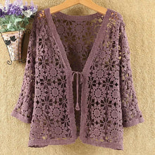 Load image into Gallery viewer, Long Sleeve Floral Crochet Cardigan
