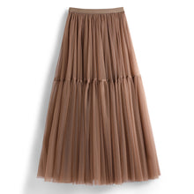 Load image into Gallery viewer, High Waist Tiered Midi A Line Tulle Skirt
