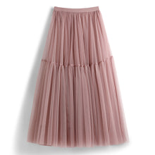 Load image into Gallery viewer, High Waist Tiered Midi A Line Tulle Skirt
