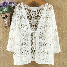 Load image into Gallery viewer, Long Sleeve Floral Crochet Cardigan
