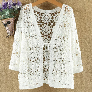 Long Sleeve Floral Crochet Cardigan