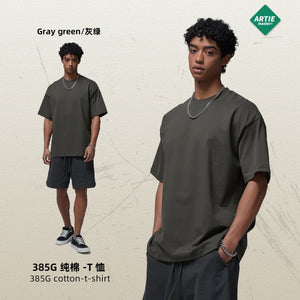 2025 Spring Summer 385g hearvy Solid Oversized T shirt