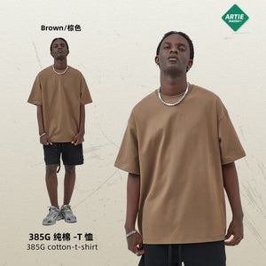 2025 Spring Summer 385g hearvy Solid Oversized T shirt