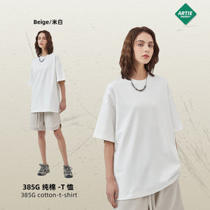 2025 Spring Summer 385g hearvy Solid Oversized T shirt