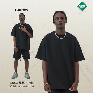 2025 Spring Summer 385g hearvy Solid Oversized T shirt