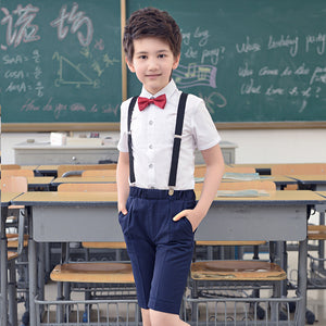 Children's Day Performance Suit Junior Primary School Uniform Girls Boys Suspender Trousers Skirt Set