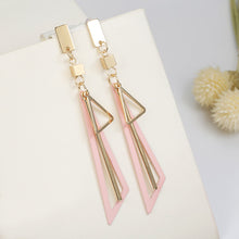 Load image into Gallery viewer, Geommetrical Triangle Elegant Colorful Stud Dangling Long Earrings
