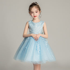 110-170cm Kids Princess Dress Junior Girls Puffy Tulle Dress Kinder Garten Performance Dress