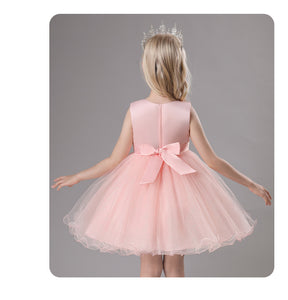 Girls Sleeveless Short Princess Tulle Puffy Flower Girl Dress