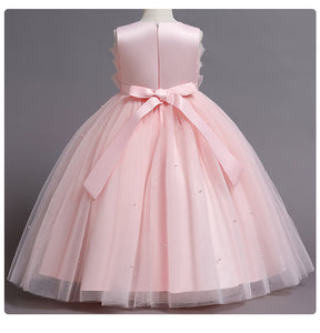 110-160cm Girls Tulle Puffy Princess Pleated Tiered Dress