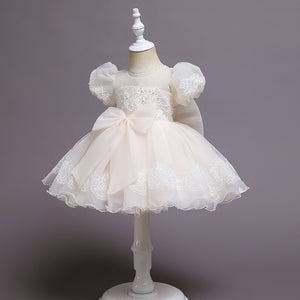 2022 New Design Little Girls 70-130cm Puff Sleeve Fashion 1Y Birthday Flower Girl Fancy Princess Dress