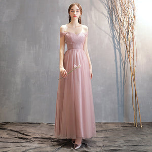 Pink Blue Off Shoulder Slim Fairy Bridesmaid Evening Dresses