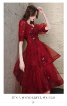 Load image into Gallery viewer, Maroon Fairy French Style Princess Evening Dress
