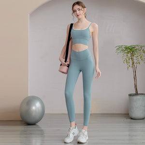 High Waist Fitness Running Wear Sports Yoga Bra Pants Two Piece Set