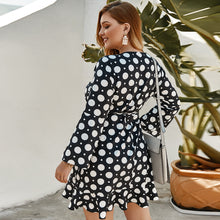 Load image into Gallery viewer, Polka Dot Sexy Long Sleeve Wrap Filled Hem Dress
