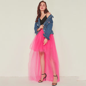 Swallow-tailed Tulle Sexy Black High Low Hem Puffy Skirt