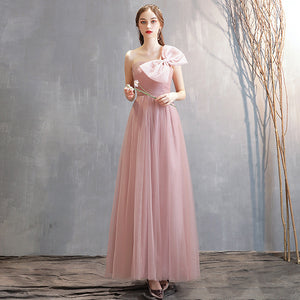 Pink Blue Off Shoulder Slim Fairy Bridesmaid Evening Dresses