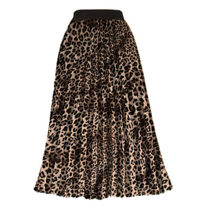 Printed Contrast Big Flare A Line Long Pleated Skirts