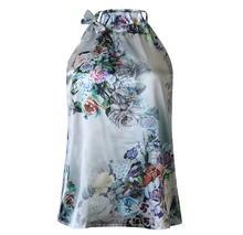 Load image into Gallery viewer, Summer New Fashion Satin Printed Halter Neck Top
