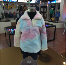 Load image into Gallery viewer, mom and daughter rainbow fuzzy sweatshirt shaded color outwear
