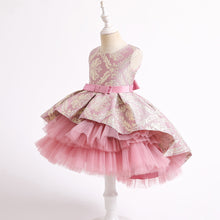 Load image into Gallery viewer, 2-12Y Kids Fancy Dress Flower Girl Jacquard Puffy Performance Dress
