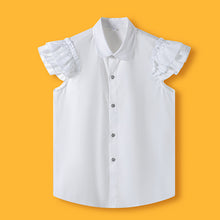 Load image into Gallery viewer, Little Boys Girls White Cotton Short Sleeve Junior Primary School Uniform Shirt
