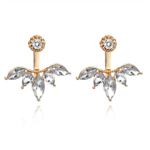 Crystal Sweetheart Pendant Asymmetrical Leaves Ear-hook Stud Earrings